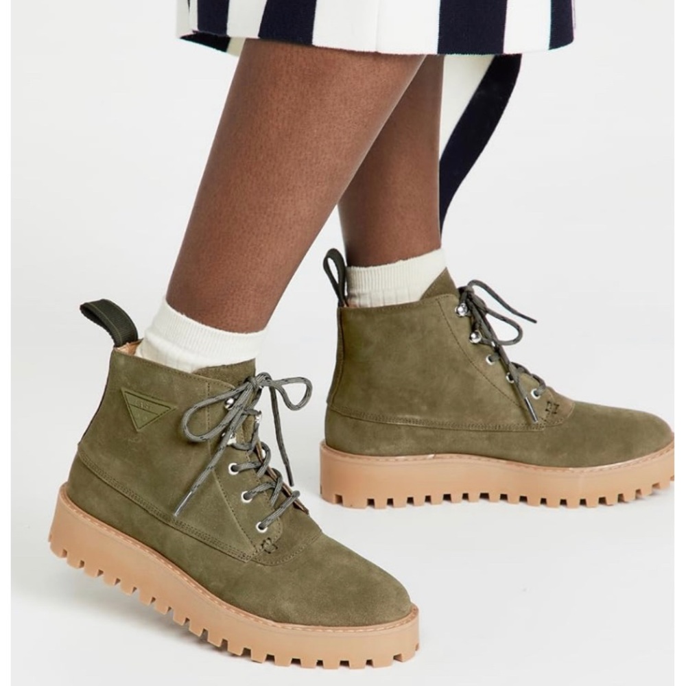 NEW LÄST Women's Rocky Suede Platform Boot in Olive Green